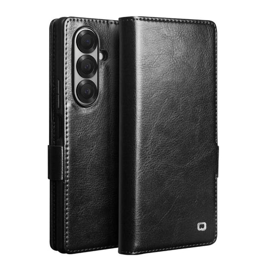 For Samsung Galaxy Z Fold7 5G QIALINO Classic 103 Buckle Genuine Leather Phone Case(Black)