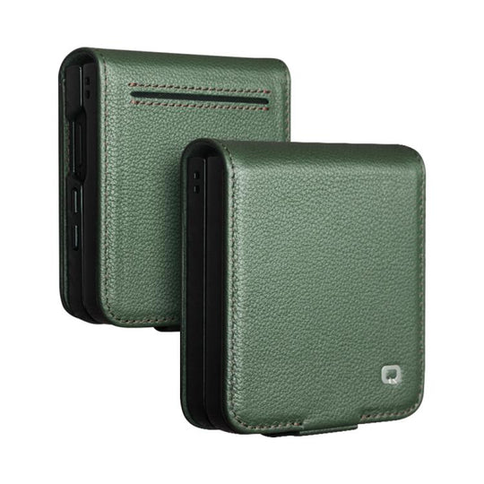 For Samsung Galaxy Z Flip7 5G QIALINO Classics 3rd Genuine Leather Phone Case(Cyan)