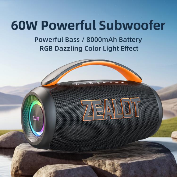 Zealot P12 60W Portable Handheld Outdoor RGB Bluetooth Speaker(Black) - Desktop Speaker by ZEALOT | Online Shopping UK | buy2fix