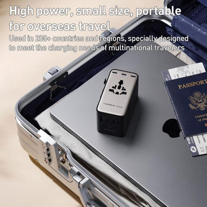 MOMAX UA28L 1-World 2 205W Dual AC 7-Port Universal Travel GaN Charger with 140W Cable(Titanium Gold) - Plug Adaptor by MOMAX | Online Shopping UK | buy2fix