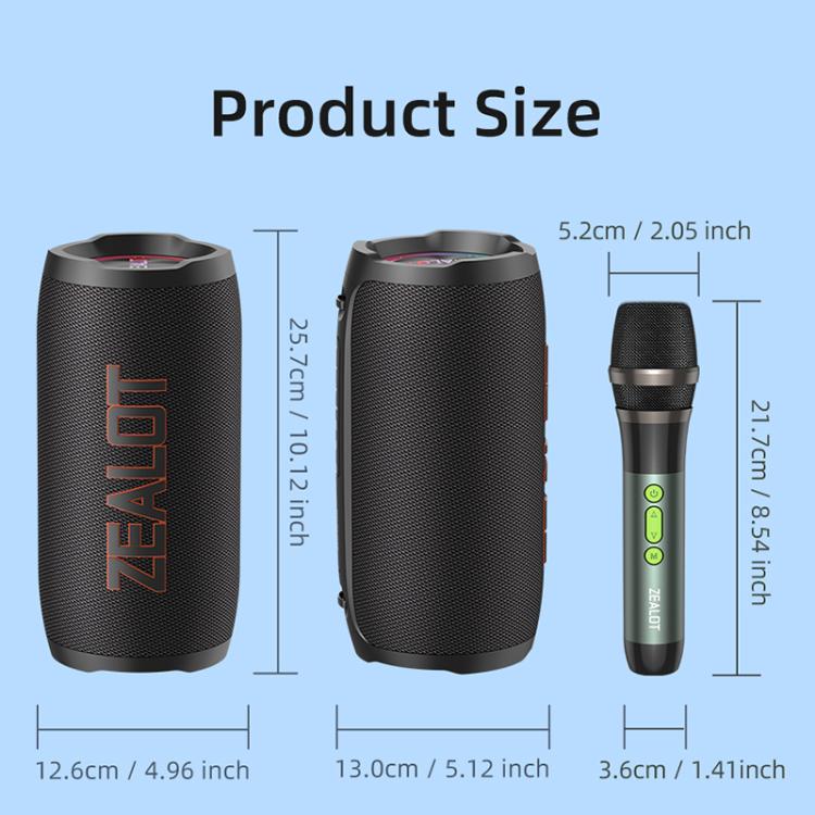 Zealot S76 50W Portable Outdoor RGB Bluetooth Speaker, Type:without Microphone(Black) - Desktop Speaker by ZEALOT | Online Shopping UK | buy2fix