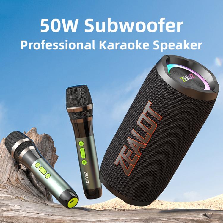 Zealot S76 50W Portable Outdoor RGB Bluetooth Speaker, Type:with 1pc Microphone(Black) - Desktop Speaker by ZEALOT | Online Shopping UK | buy2fix