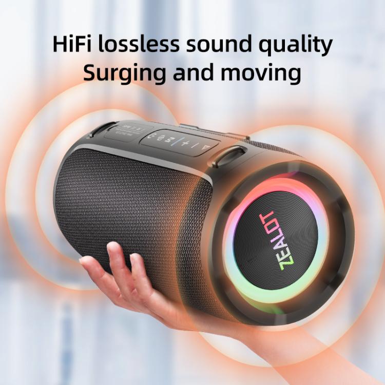 Zealot S76 50W Portable Outdoor RGB Bluetooth Speaker, Type:with 1pc Microphone(Black) - Desktop Speaker by ZEALOT | Online Shopping UK | buy2fix
