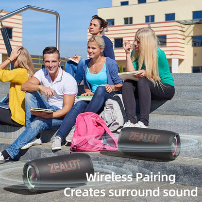 Zealot S76 50W Portable Outdoor RGB Bluetooth Speaker, Type:without Microphone(Black) - Desktop Speaker by ZEALOT | Online Shopping UK | buy2fix