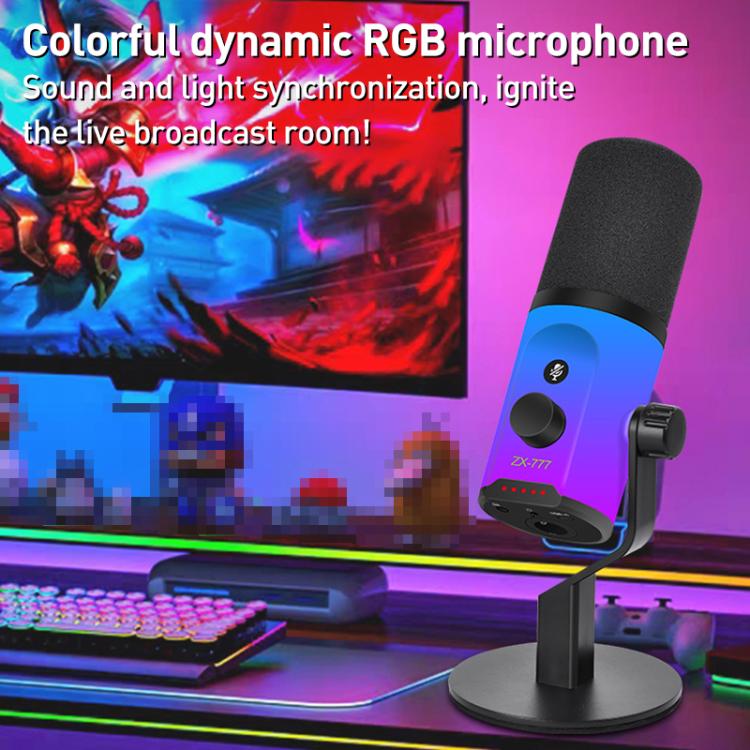 XTUGA ZX-777 XLR / USB-C Dynamic Microphone RGB Light Noise Reduction for Live, Model:Desktop(Black) - Microphone by XTUGA | Online Shopping UK | buy2fix