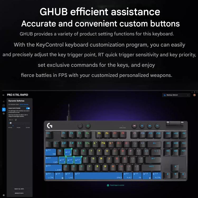 Logitech G PRO X TKL RAPID Magnetic Switches Wireless Gaming Keyboard(Black) - Wireless Keyboard by Logitech | Online Shopping UK | buy2fix