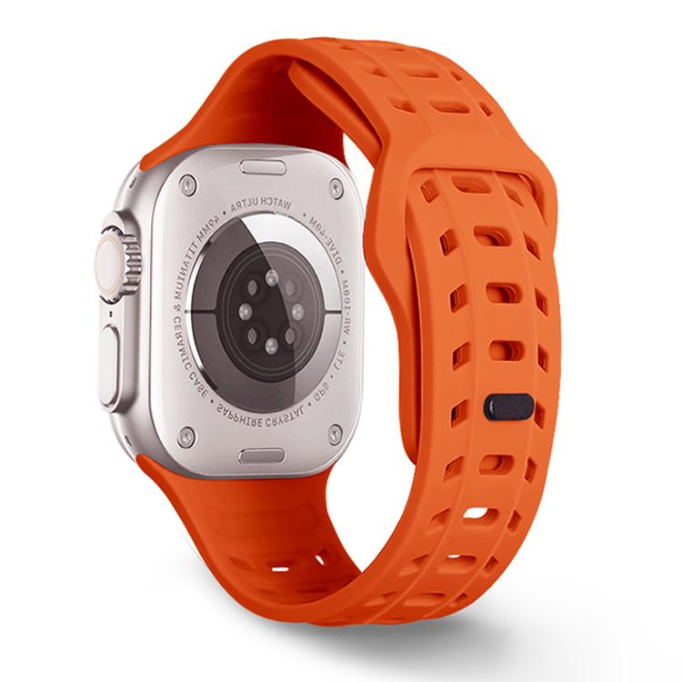 For Apple Watch 46mm / 49mm / 45mm / 44mm Shark Texture Holes Silicone Watch Band(Orange) - Watch Bands by buy2fix | Online Shopping UK | buy2fix