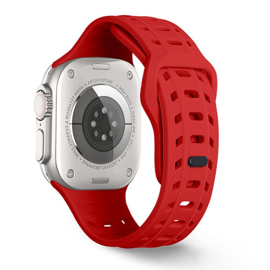 For Apple Watch 46mm / 49mm / 45mm / 44mm Shark Texture Holes Silicone Watch Band(Red) - Watch Bands by buy2fix | Online Shopping UK | buy2fix