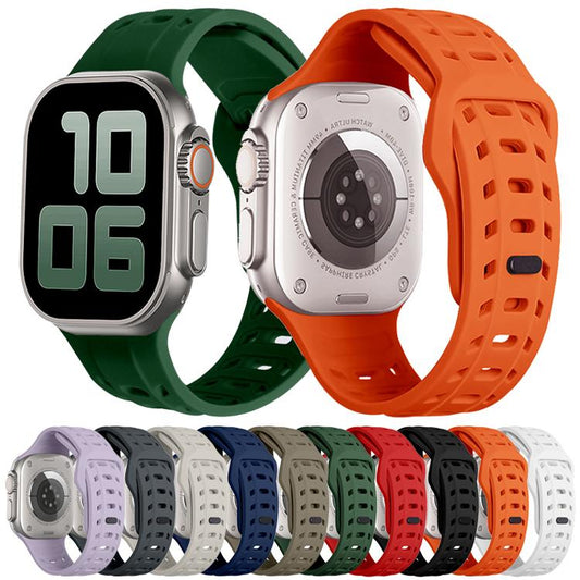 For Apple Watch 46mm / 49mm / 45mm / 44mm Shark Texture Holes Silicone Watch Band(White) - Watch Bands by buy2fix | Online Shopping UK | buy2fix
