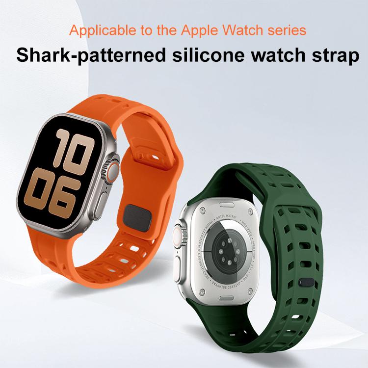 For Apple Watch 46mm / 49mm / 45mm / 44mm Shark Texture Holes Silicone Watch Band(Orange) - Watch Bands by buy2fix | Online Shopping UK | buy2fix