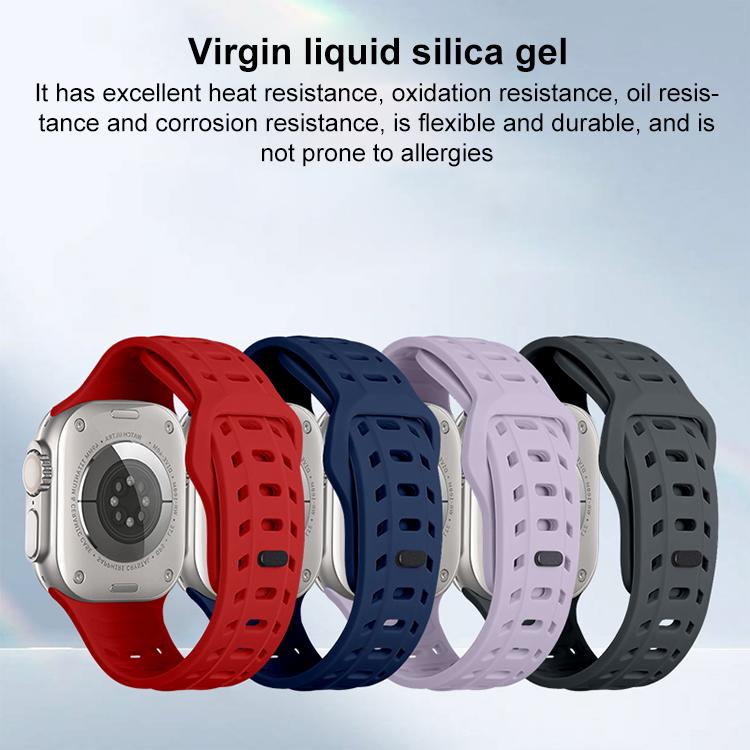 For Apple Watch 46mm / 49mm / 45mm / 44mm Shark Texture Holes Silicone Watch Band(Orange) - Watch Bands by buy2fix | Online Shopping UK | buy2fix
