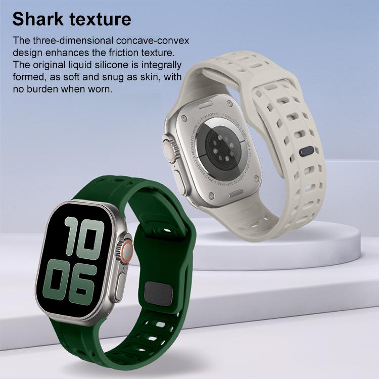 For Apple Watch 46mm / 49mm / 45mm / 44mm Shark Texture Holes Silicone Watch Band(Orange) - Watch Bands by buy2fix | Online Shopping UK | buy2fix