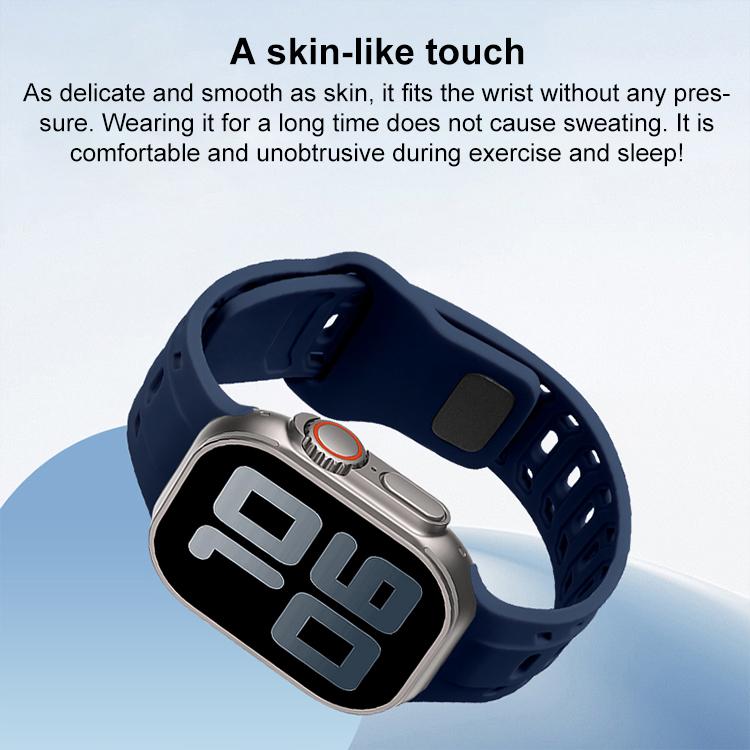 For Apple Watch 46mm / 49mm / 45mm / 44mm Shark Texture Holes Silicone Watch Band(Alfalfa) - Watch Bands by buy2fix | Online Shopping UK | buy2fix