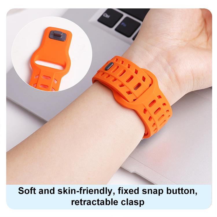 For Apple Watch 46mm / 49mm / 45mm / 44mm Shark Texture Holes Silicone Watch Band(Orange) - Watch Bands by buy2fix | Online Shopping UK | buy2fix