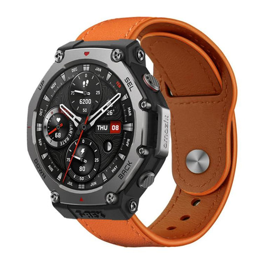 22mm xDfind Rivet Buckle Genuine Leather Watch Band(Orange) - 22mm Bands by xDfind | Online Shopping UK | buy2fix