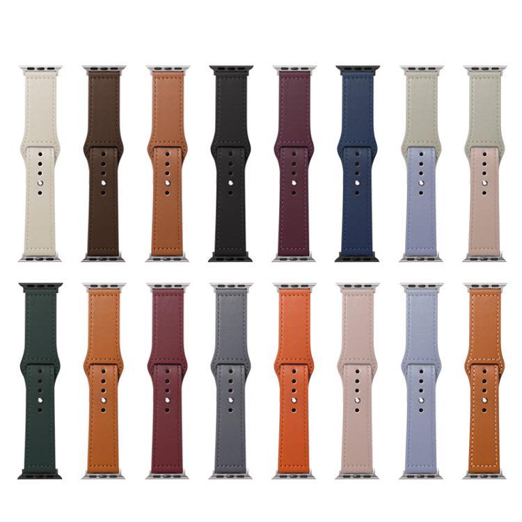 22mm xDfind Rivet Buckle Genuine Leather Watch Band(Jujube Red) - 22mm Bands by xDfind | Online Shopping UK | buy2fix