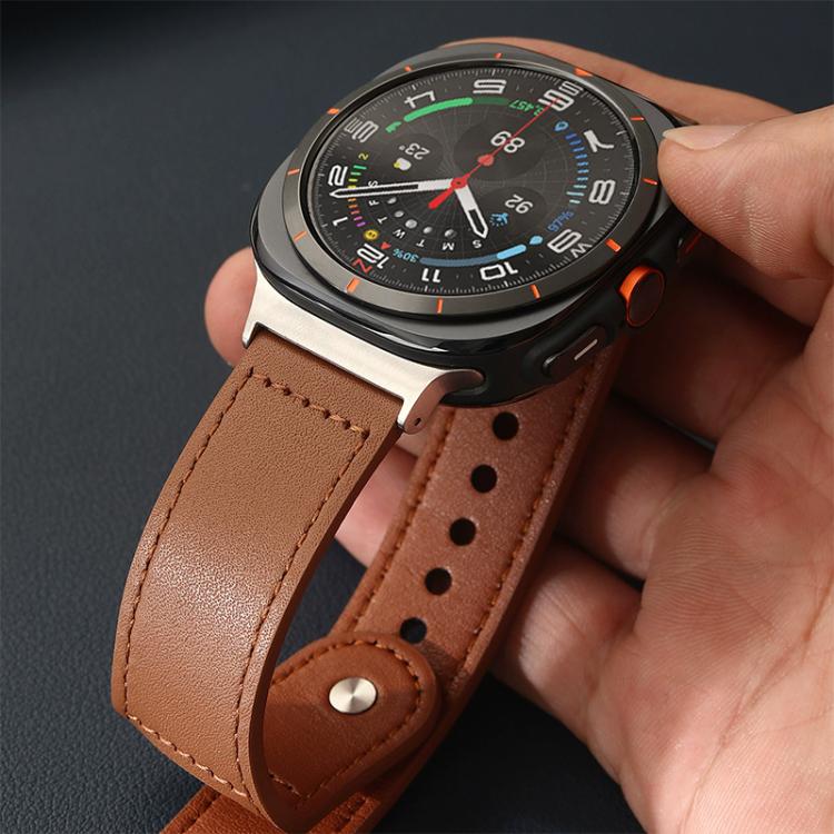 22mm xDfind Rivet Buckle Genuine Leather Watch Band(Jujube Red) - 22mm Bands by xDfind | Online Shopping UK | buy2fix