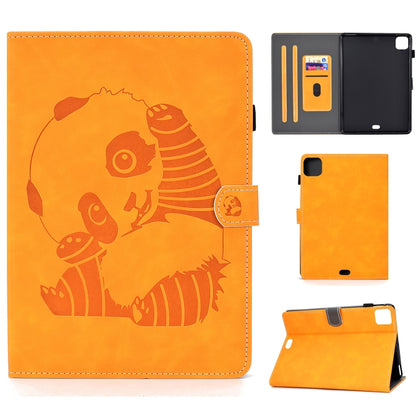 For iPad Air 2022 / 2020 10.9 Panda Embossing Pattern Horizontal Flip PU Leather Case with Holder & Card Slot & Anti-skid Strip(Khaki) - iPad Air (2022) / (2020) 10.9 Cases by buy2fix | Online Shopping UK | buy2fix