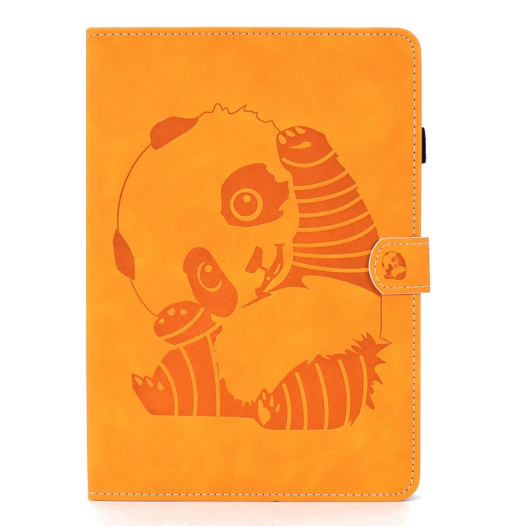 For iPad Air 2022 / 2020 10.9 Panda Embossing Pattern Horizontal Flip PU Leather Case with Holder & Card Slot & Anti-skid Strip(Khaki) - iPad Air (2022) / (2020) 10.9 Cases by buy2fix | Online Shopping UK | buy2fix
