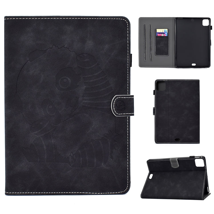 For iPad Air 2022 / 2020 10.9 Panda Embossing Pattern Horizontal Flip PU Leather Case with Holder & Card Slot & Anti-skid Strip(Black) - iPad Air (2022) / (2020) 10.9 Cases by buy2fix | Online Shopping UK | buy2fix