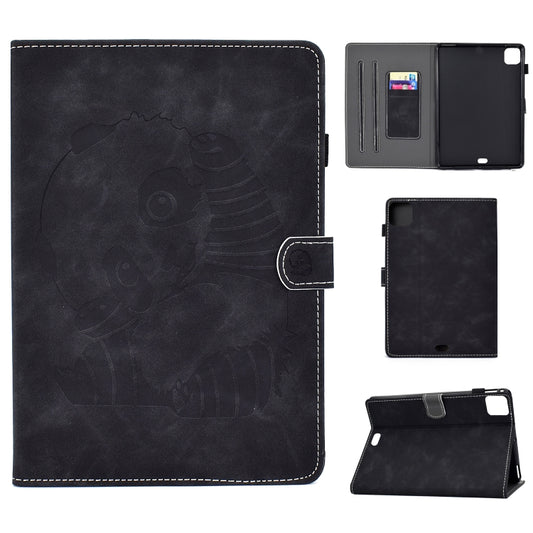 For iPad Air 2022 / 2020 10.9 Panda Embossing Pattern Horizontal Flip PU Leather Case with Holder & Card Slot & Anti-skid Strip(Black) - iPad Air (2022) / (2020) 10.9 Cases by buy2fix | Online Shopping UK | buy2fix