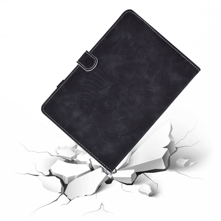 For iPad Air 2022 / 2020 10.9 Panda Embossing Pattern Horizontal Flip PU Leather Case with Holder & Card Slot & Anti-skid Strip(Black) - iPad Air (2022) / (2020) 10.9 Cases by buy2fix | Online Shopping UK | buy2fix