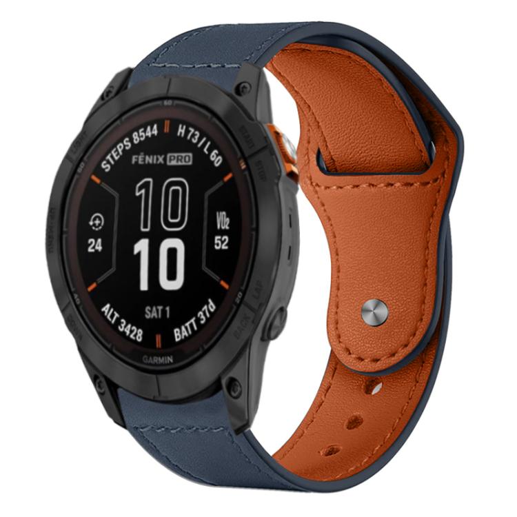 For Garmin Fenix 8/7X/6X/5X 26mm xDfind Rivet Buckle Genuine Leather Watch Band(Dark Blue) - Watch Bands by xDfind | Online Shopping UK | buy2fix