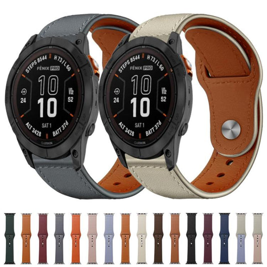 For Garmin Fenix 8/7X/6X/5X 26mm xDfind Rivet Buckle Genuine Leather Watch Band(Pink) - Watch Bands by xDfind | Online Shopping UK | buy2fix