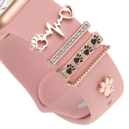 Smart Watch Band Decorative Ring Metal Accessories(Dog Paw Heart) - Watch Decorations by buy2fix | Online Shopping UK | buy2fix