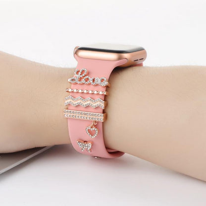 Smart Watch Band Decorative Ring Metal Accessories(Rose Gold LOVE) - Watch Decorations by buy2fix | Online Shopping UK | buy2fix