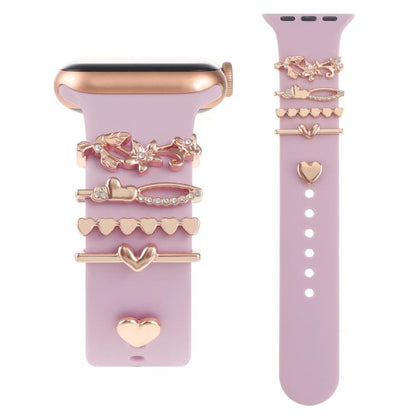 Smart Watch Band Decorative Ring Metal Accessories(Rose Gold Lily) - Watch Decorations by buy2fix | Online Shopping UK | buy2fix