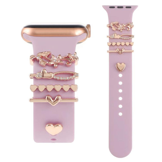 Smart Watch Band Decorative Ring Metal Accessories(Rose Gold Lily) - Watch Decorations by buy2fix | Online Shopping UK | buy2fix