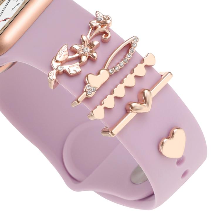 Smart Watch Band Decorative Ring Metal Accessories(Rose Gold Lily) - Watch Decorations by buy2fix | Online Shopping UK | buy2fix