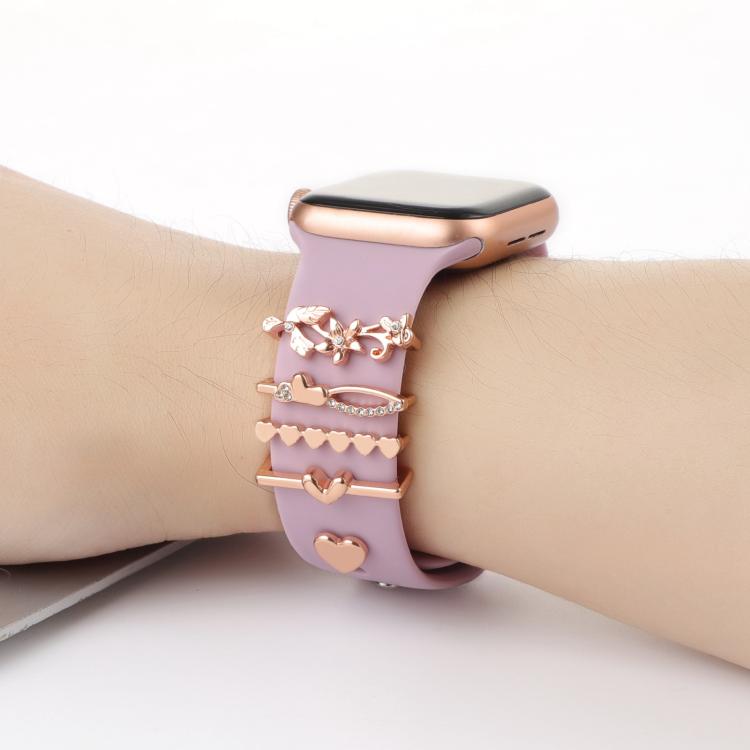 Smart Watch Band Decorative Ring Metal Accessories(Rose Gold Lily) - Watch Decorations by buy2fix | Online Shopping UK | buy2fix