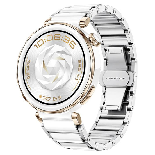 For Huawei Watch GT 5 Pro 42mm xDfind Ceramic Stainless Steel Watch Band(Silver White) - Watch Bands by xDfind | Online Shopping UK | buy2fix