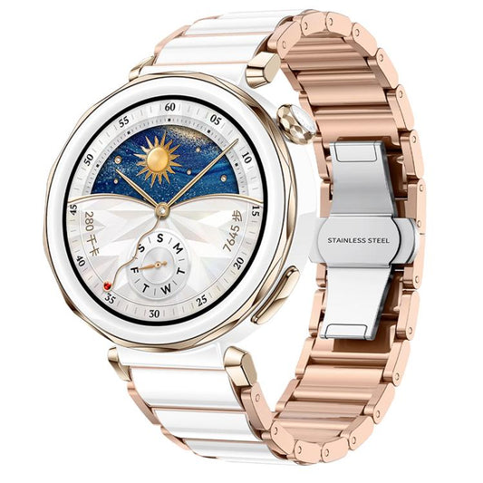 For Huawei Watch GT 5 Pro 42mm xDfind Ceramic Stainless Steel Watch Band(Rose Glod) - Watch Bands by xDfind | Online Shopping UK | buy2fix