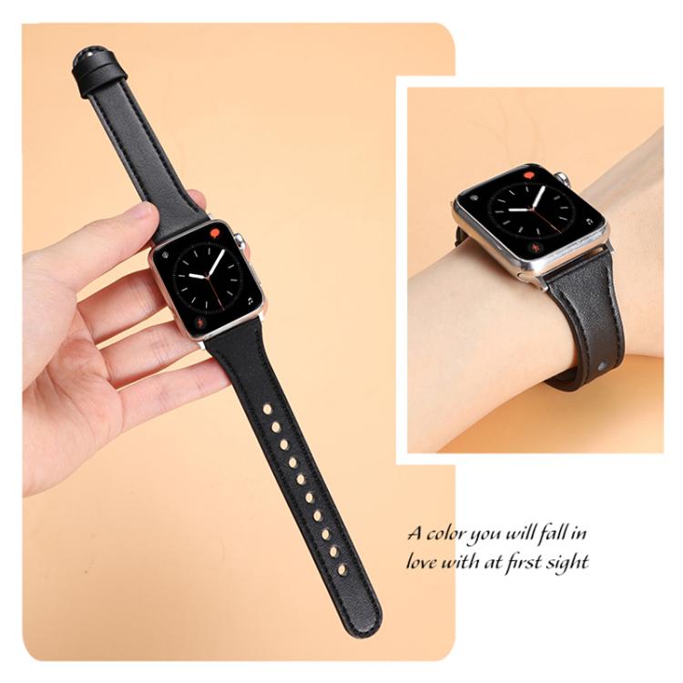 For Apple Watch 42 / 44 / 45 / 46 / 49mm xDfind Double Ring Single Rivet Genuine Leather Watch Band(Light Brown) - Watch Bands by xDfind | Online Shopping UK | buy2fix