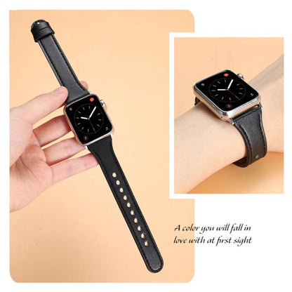 For Apple Watch 42 / 44 / 45 / 46 / 49mm xDfind Double Ring Single Rivet Genuine Leather Watch Band(Light Brown) - Watch Bands by xDfind | Online Shopping UK | buy2fix