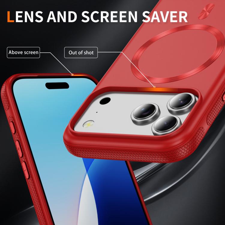 For iPhone 17 Pro Imitation Original CD Texture Magsafe PC Hybrid TPU Phone Case(Red) - iPhone 17 Pro Cases by buy2fix | Online Shopping UK | buy2fix