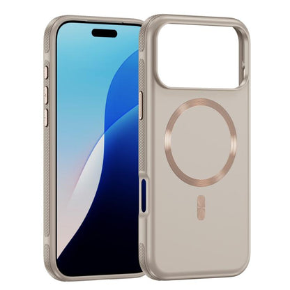 For iPhone 17 Pro Imitation Original CD Texture Magsafe PC Hybrid TPU Phone Case(Beige Grey) - iPhone 17 Pro Cases by buy2fix | Online Shopping UK | buy2fix