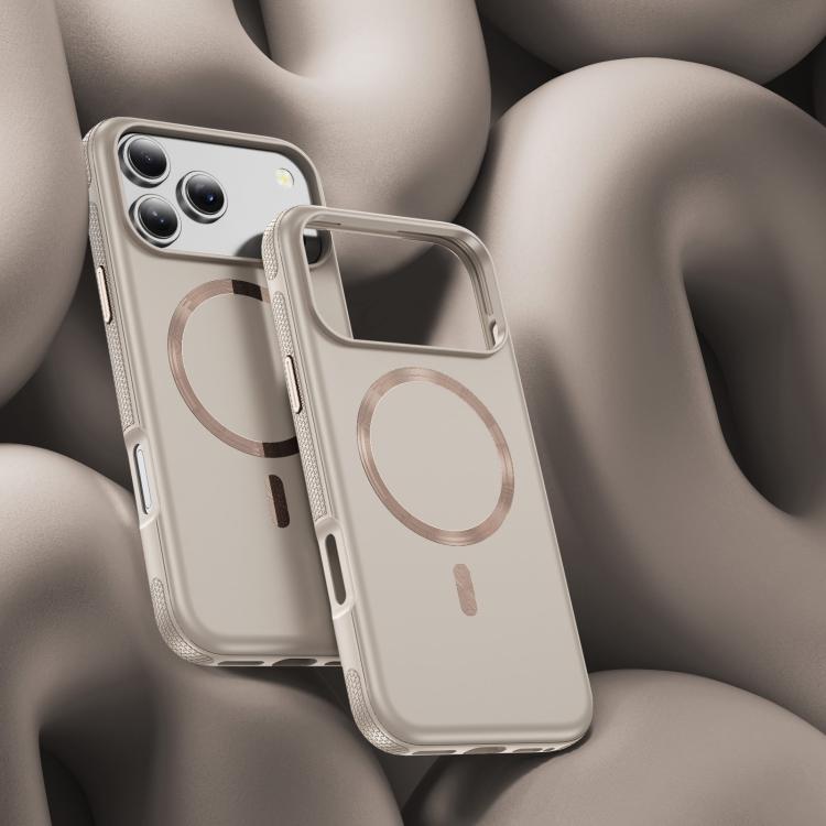 For iPhone 17 Pro Imitation Original CD Texture Magsafe PC Hybrid TPU Phone Case(Beige Grey) - iPhone 17 Pro Cases by buy2fix | Online Shopping UK | buy2fix