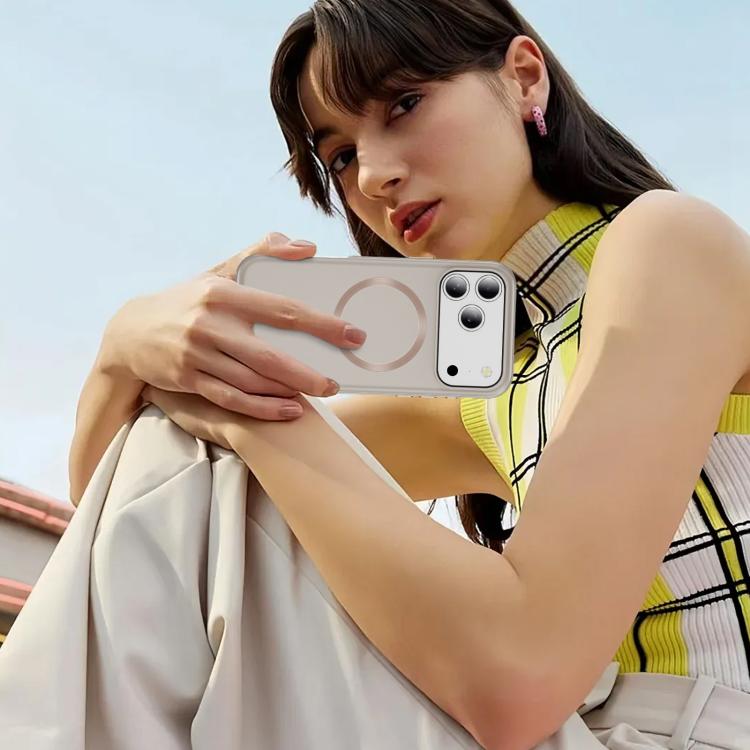 For iPhone 17 Pro Imitation Original CD Texture Magsafe PC Hybrid TPU Phone Case(Beige Grey) - iPhone 17 Pro Cases by buy2fix | Online Shopping UK | buy2fix