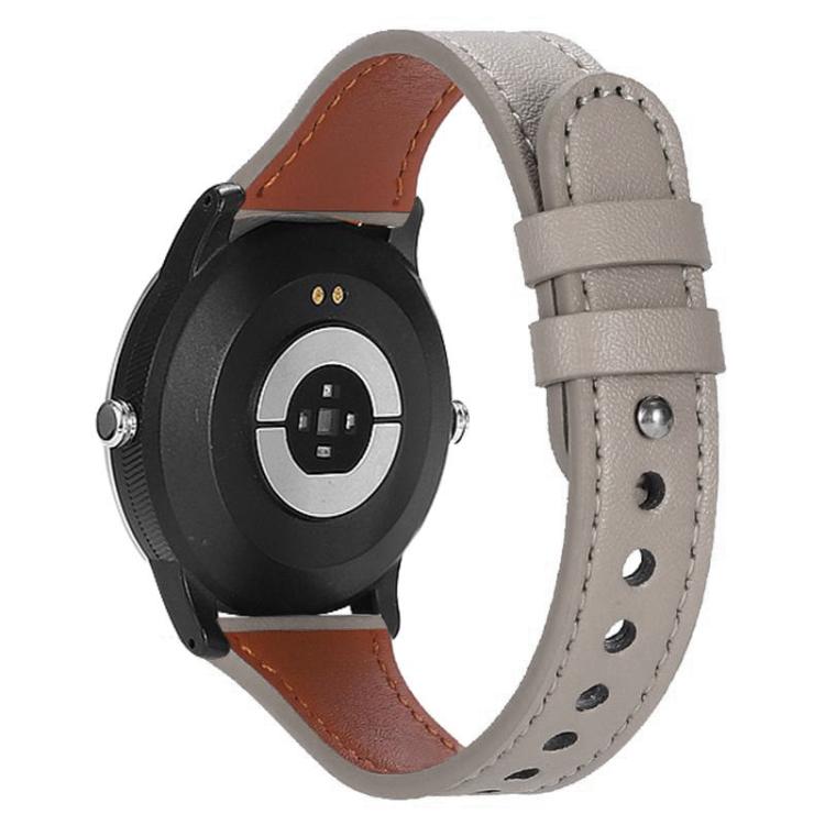 22mm xDfind Double Ring Single Rivet Genuine Leather Watch Band(Grey) - 22mm Bands by xDfind | Online Shopping UK | buy2fix