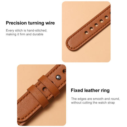 22mm xDfind Double Ring Single Rivet Genuine Leather Watch Band(Grey) - 22mm Bands by xDfind | Online Shopping UK | buy2fix