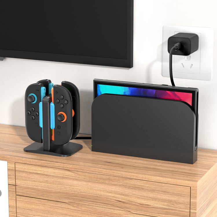 For Nintendo Switch 2 OIVO IV-SW342 4 in 1 Game Controller Magnetic Charging Stand(Black) - Charger & Power by OIVO | Online Shopping UK | buy2fix