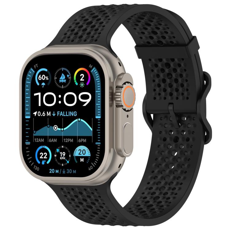 For Apple Watch 42 / 44 / 45 / 46 / 49mm xDfind Breathable Silicone Watch Band(Black) - Watch Bands by xDfind | Online Shopping UK | buy2fix
