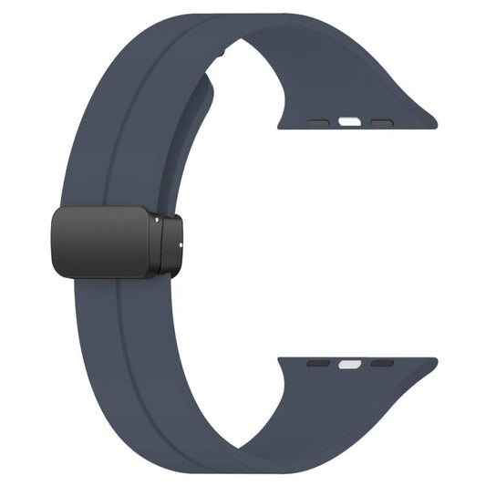 For Apple Watch 42 / 44 / 45 / 46 / 49mm xDfind  Flat Head Groove Folding Black Buckle Silicone Watch Band(Midnight Blue) - 20mm Bands by xDfind | Online Shopping UK | buy2fix