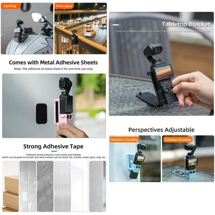 For DJI OSMO Pocket 3 Sunnylife Magnetic Mount 1/4 Adapter Cold Shoe Tabletop Base Bracket Angles Adjustable Multi Expansion Mount(Orange) - Mount & Holder by Sunnylife | Online Shopping UK | buy2fix