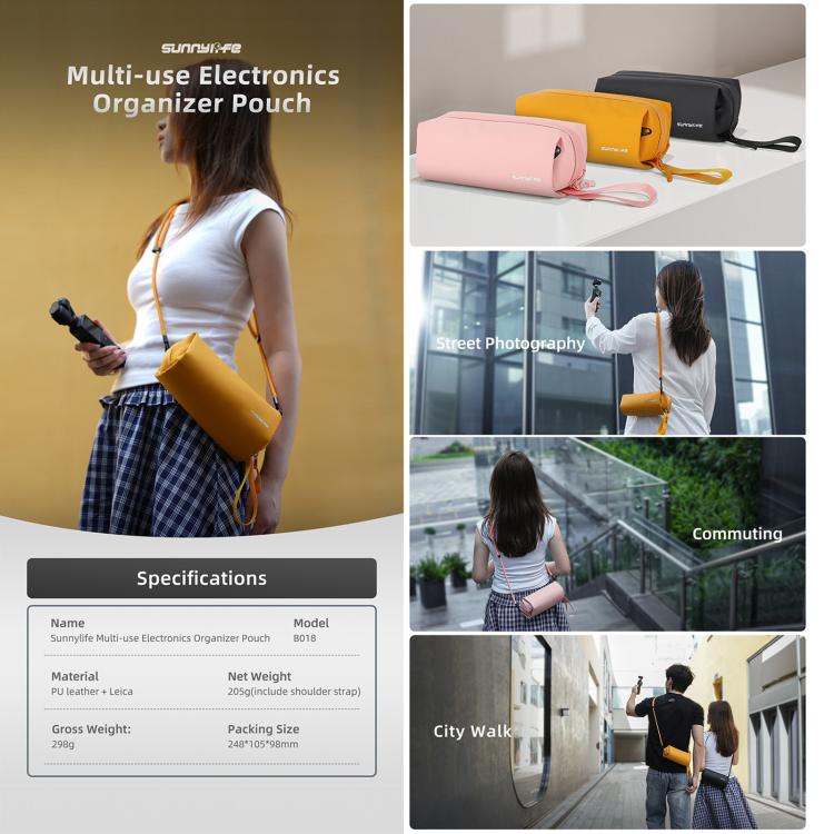 For DJI OSMO Pocket 3 Sunnylife Carrying Handbag Storage Shoulder Bag Combo Bags Mini Travel Daily Pouch(Black) - Case & Bags by Sunnylife | Online Shopping UK | buy2fix