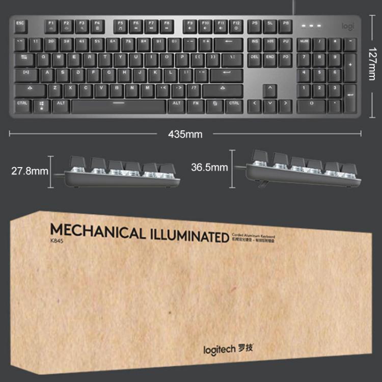 Logitech K845 Backlit Mechanical Wired Keyboard, Cable Length: 1.8m, Type:TTC-Brown Axis(Black) - Wired Keyboard by Logitech | Online Shopping UK | buy2fix